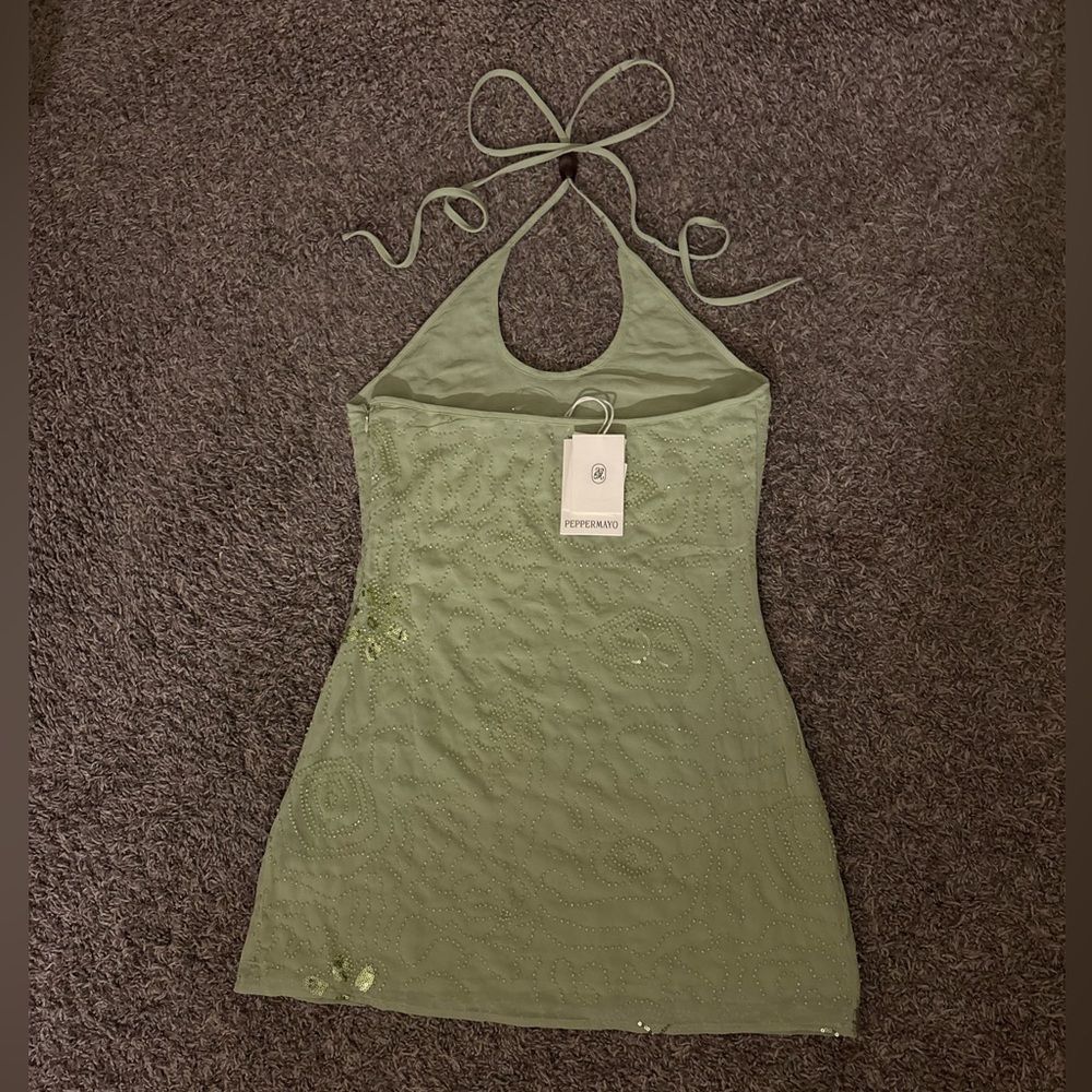 Peppermayo Green Halter Mini Dress